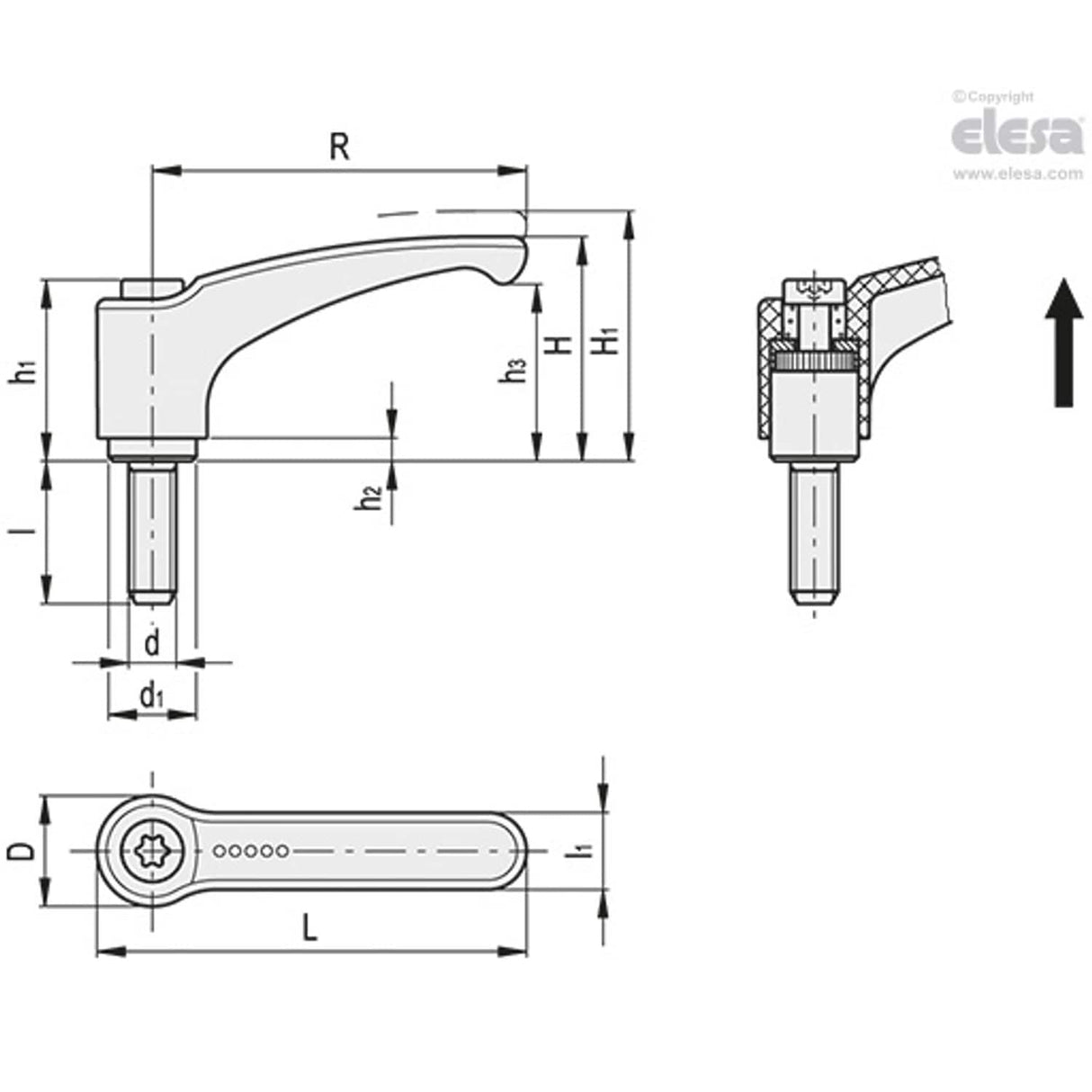 Adjustable handle-ERZ.78 SST-p-M8x40-VD