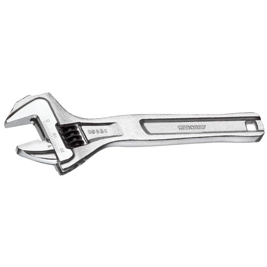 Adjustable spanner, open end, chrome-plated