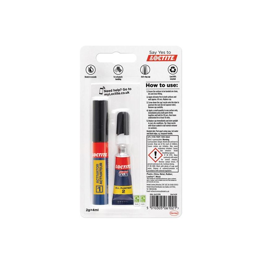 All Plastics Super Glue, Tube 4ml + Pen 2g LOCAP2GNR