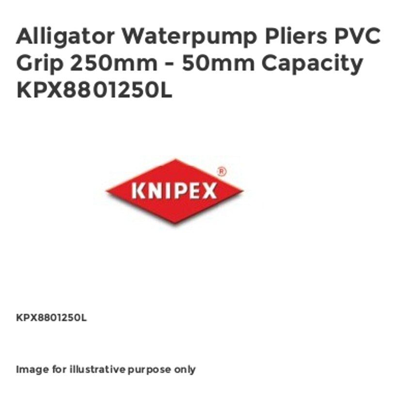 Alligator Waterpump Pliers PVC Grip 250mm - 50mm Capacity KPX8801250L