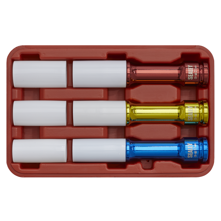 Alloy Wheel Long Reach Impact Socket Set 3 Piece 1/2" Square Drive