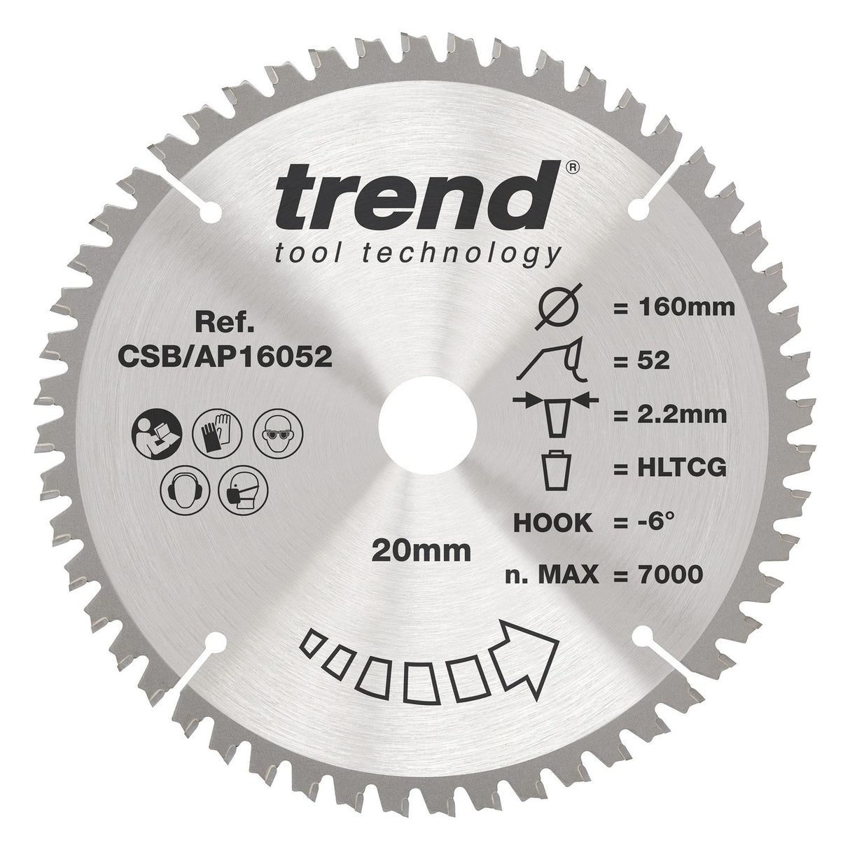 Aluminium/Plastic Circular Saw Blade 160mm x 20mm x 52T