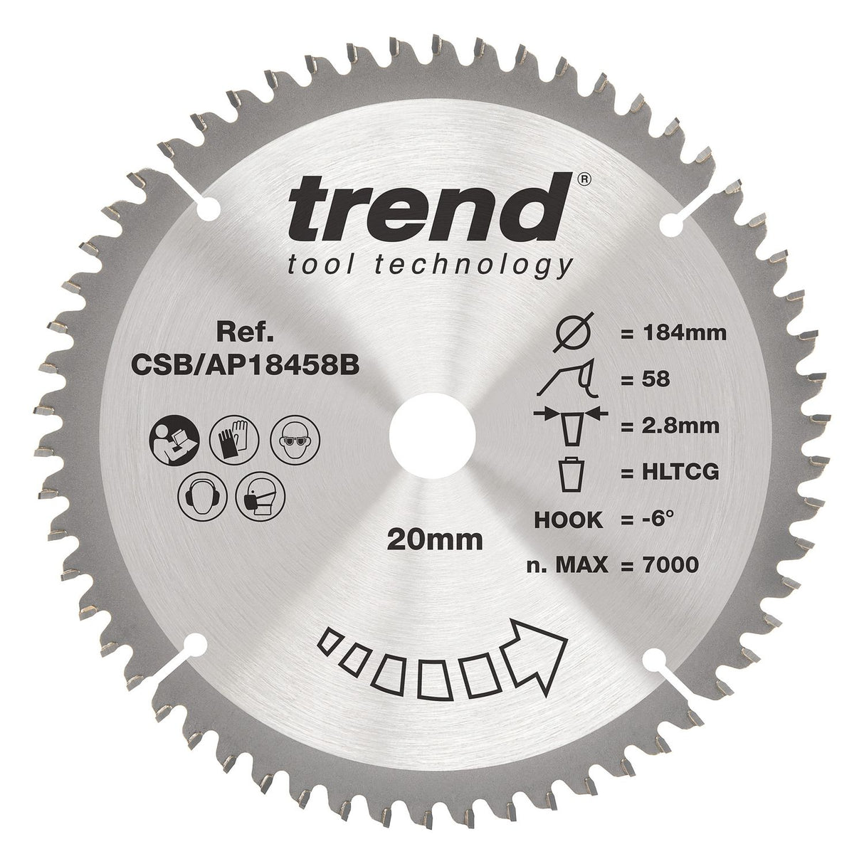 Aluminium/Plastic Circular Saw Blade 184mm x 20mm x 58T