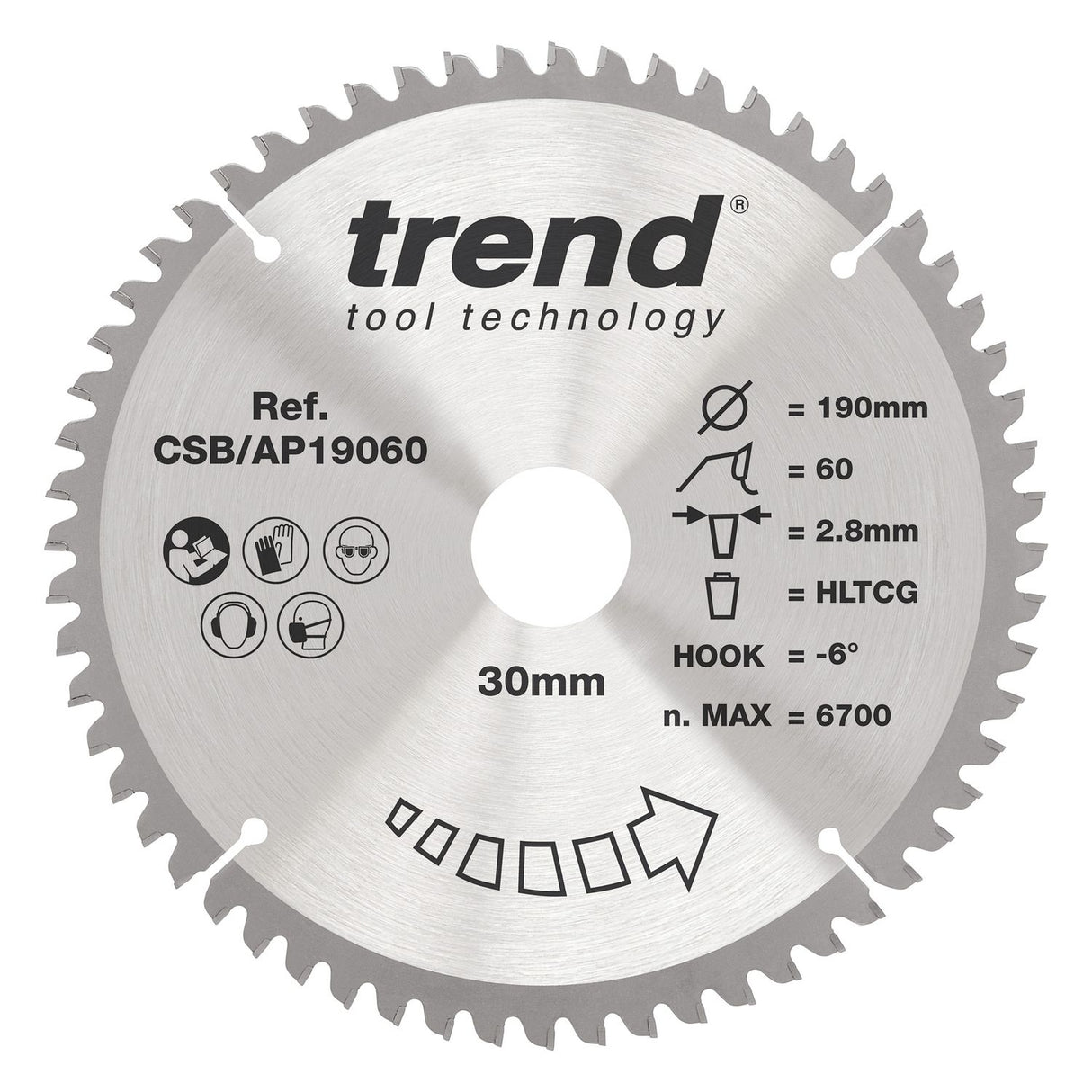 Aluminium/Plastic Circular Saw Blade 190mm x 30mm x 60T