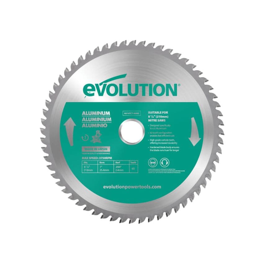 Aluminium Cutting Mitre Saw Blade 210 x 25.4mm x 60T