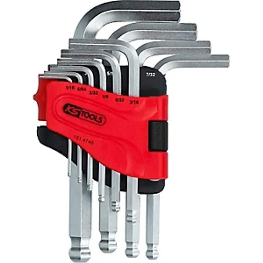 Angle Key Wrench Set Short Hexagon Socket with Ball Head Inch As Unit 10 Parts