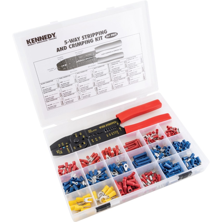 Assorted Terminals & Crimping Tool 361 Piece