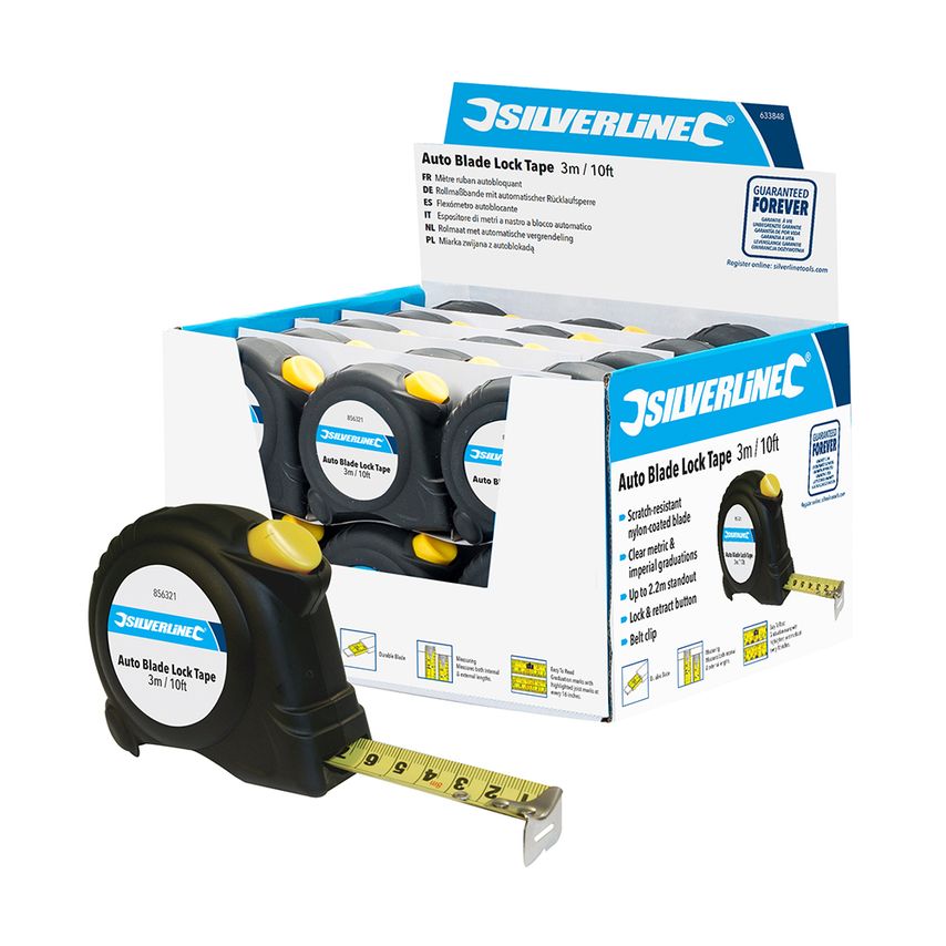 Auto Blade Lock Tape Display Box 30 Piece 3m/10ft X 16mm