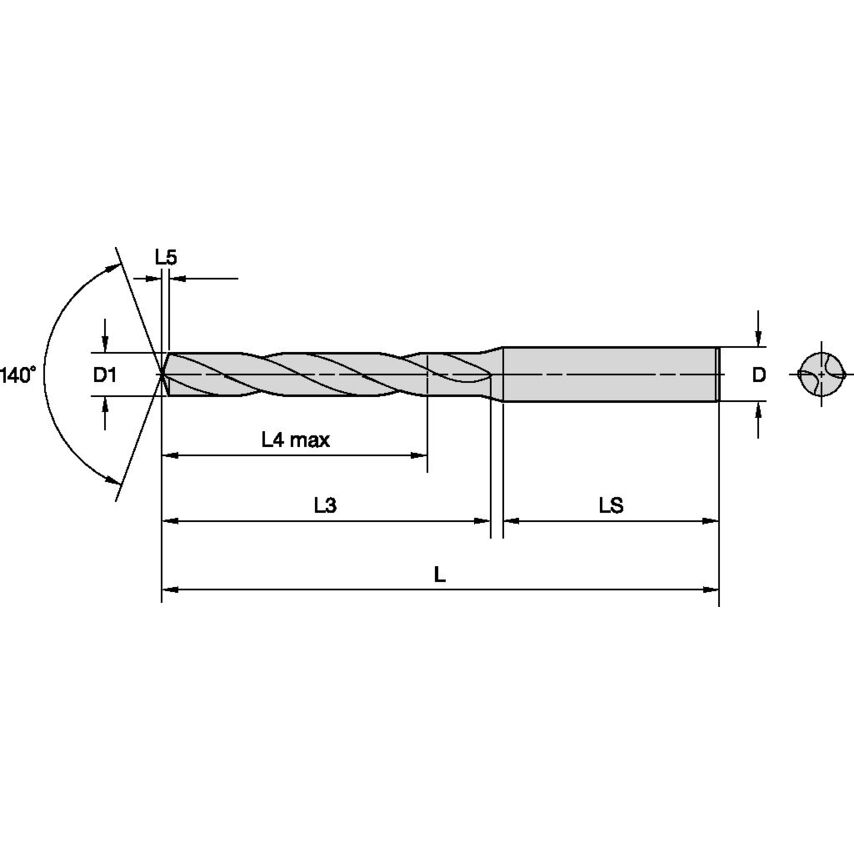 B041A01984CPG Solid Carbide Drill 1.984MM/.0781/3XD