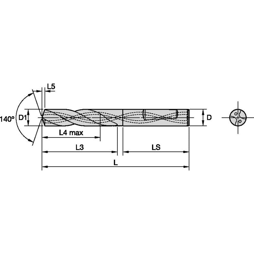 B051F05100CPG Solid Carbide Drill 5.1MM/.2008/3XD Cool
