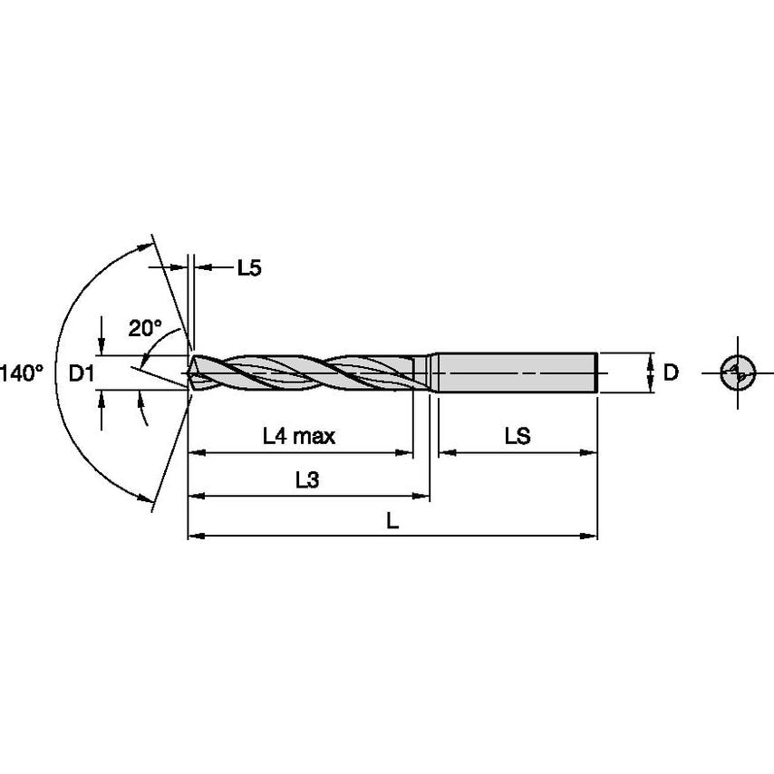 B221A09100HPX Solid Carbide Drill HP 9, 1MM/.3583/3XD