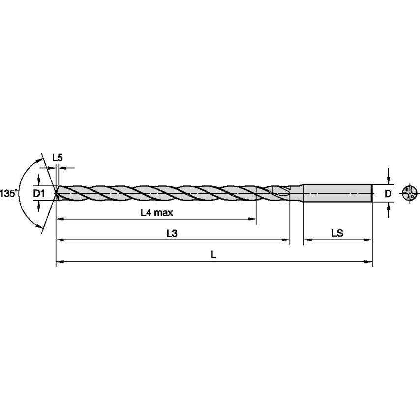 B269A05410HP Solid Carbide Drill XL 5.41MM/.2130/12XD