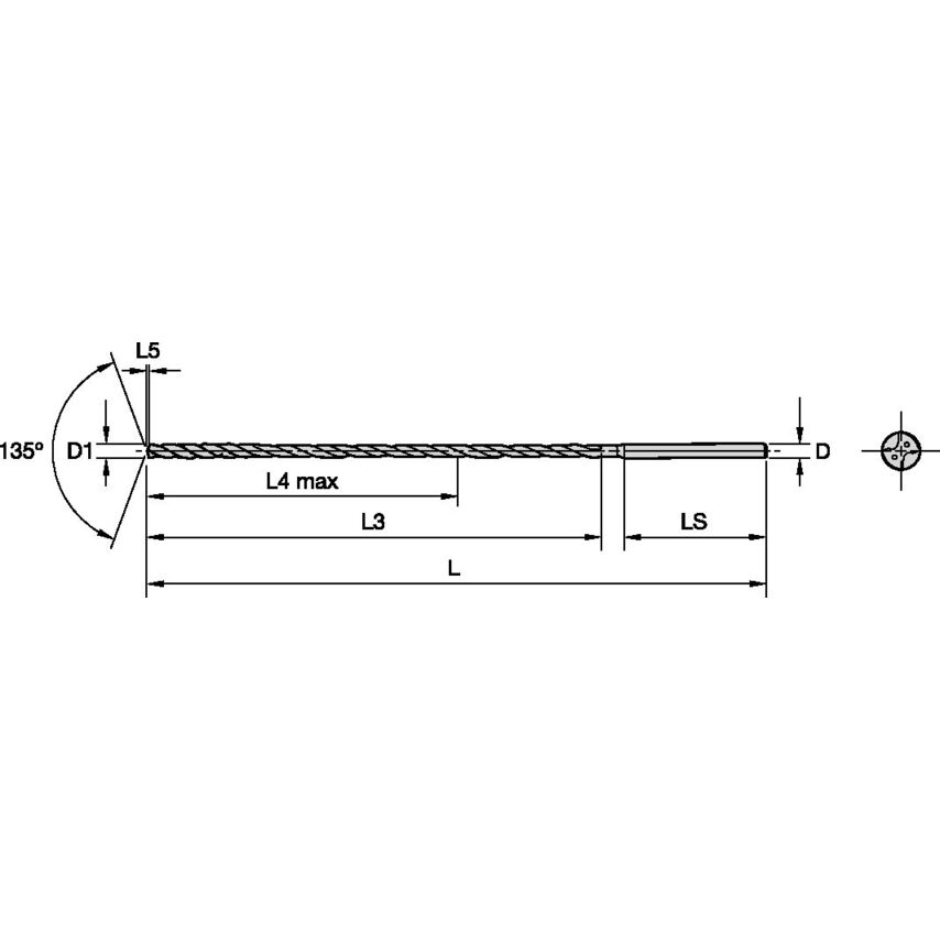 B274Z02383KMS Solid Carbide Drill XL 2.383MM/.0938/30X
