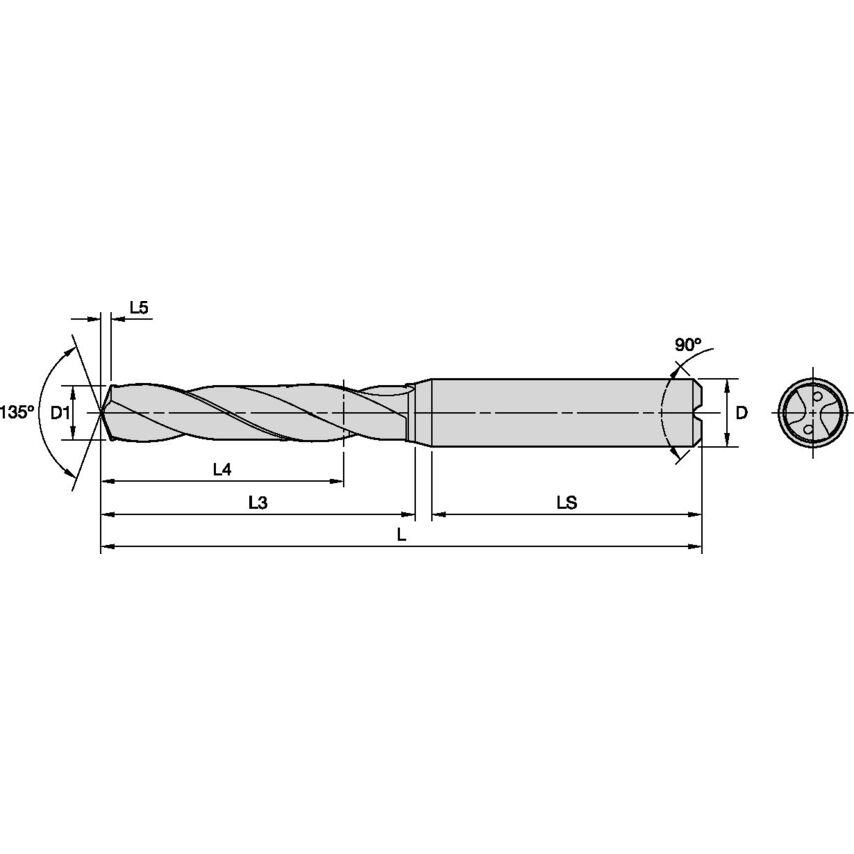 B285D04000HPS Solid Carbide Drill HPS 4MM/.1575/5XD MQ