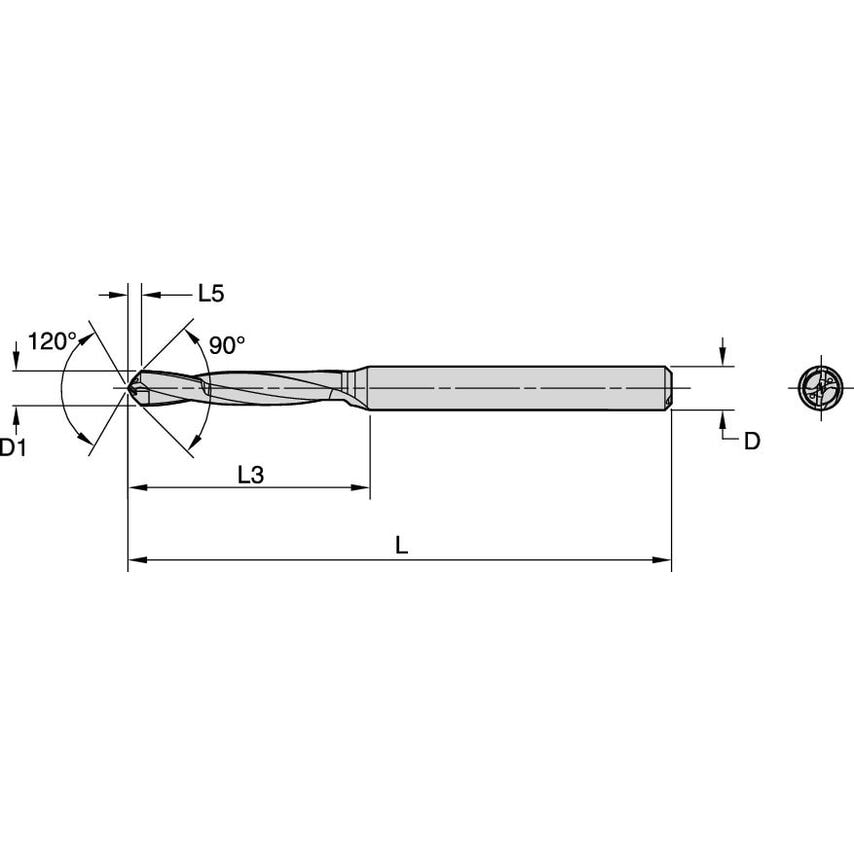 B536AP07938SPF Solid Carbide Drill 7, 938MM/.3125/3XD CO