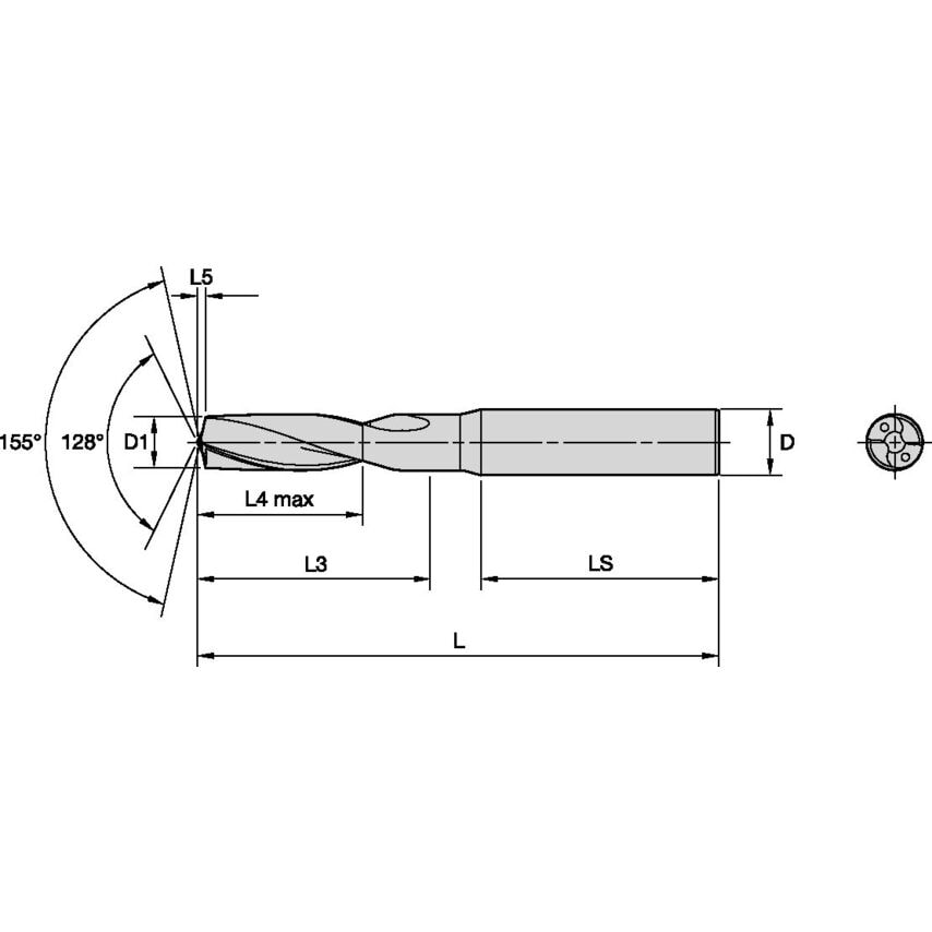 B556A14288DAL Solid Carbide Drill DAL 14.288MM/.5625/3