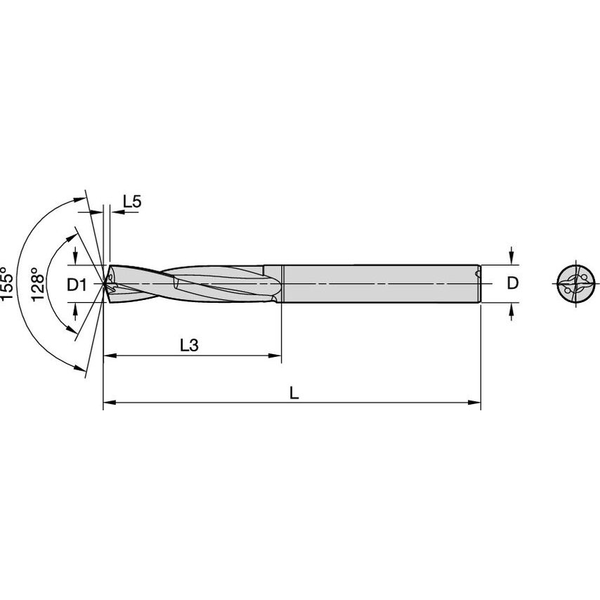 B566AP05558DAL PCD Drill PCD 5, 558MM/.2188/3