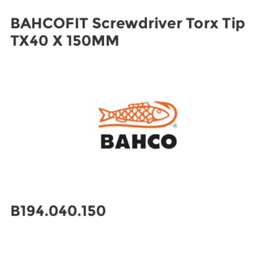 BAHCOFIT Screwdriver TORX Tip TX40 x 150mm BAH194040150