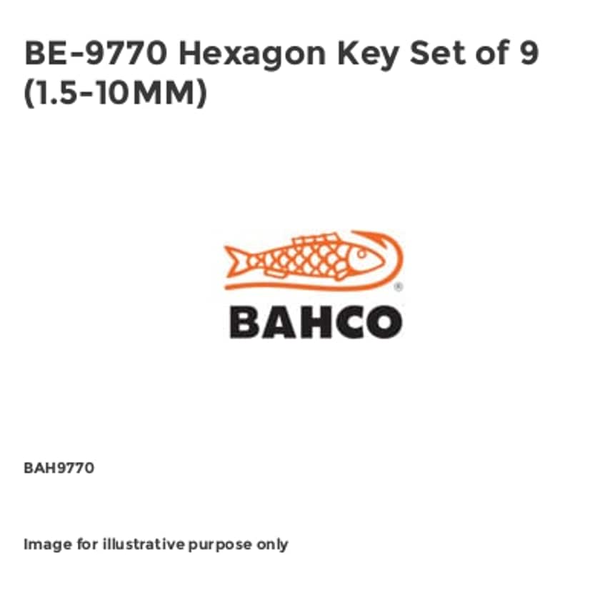 BE-9770 Hexagon Key Set of 9 (1.5-10MM) BAH9770