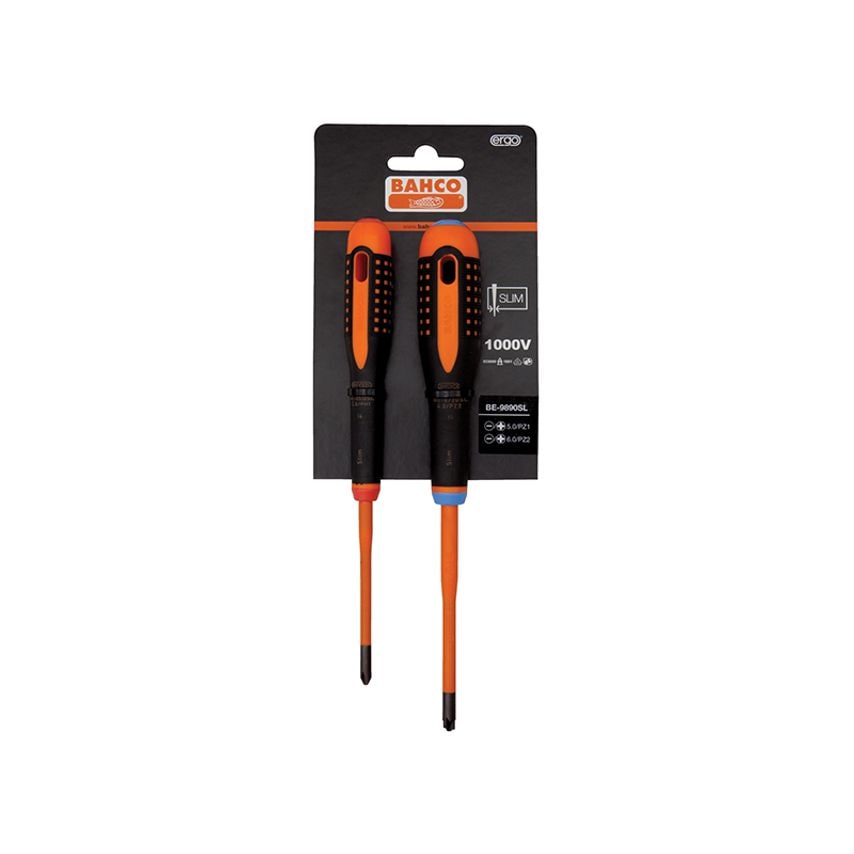 BE-9890SL ERGO Slim VDE Insulated Screwdriver Set, 2 Piece BAH9890SL