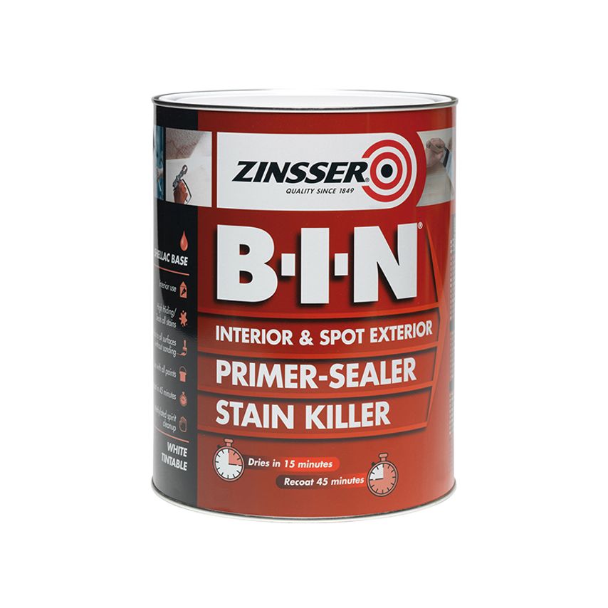 B.I.N Primer, Sealer & Stain Killer Paint White 500ml ZINBIN500