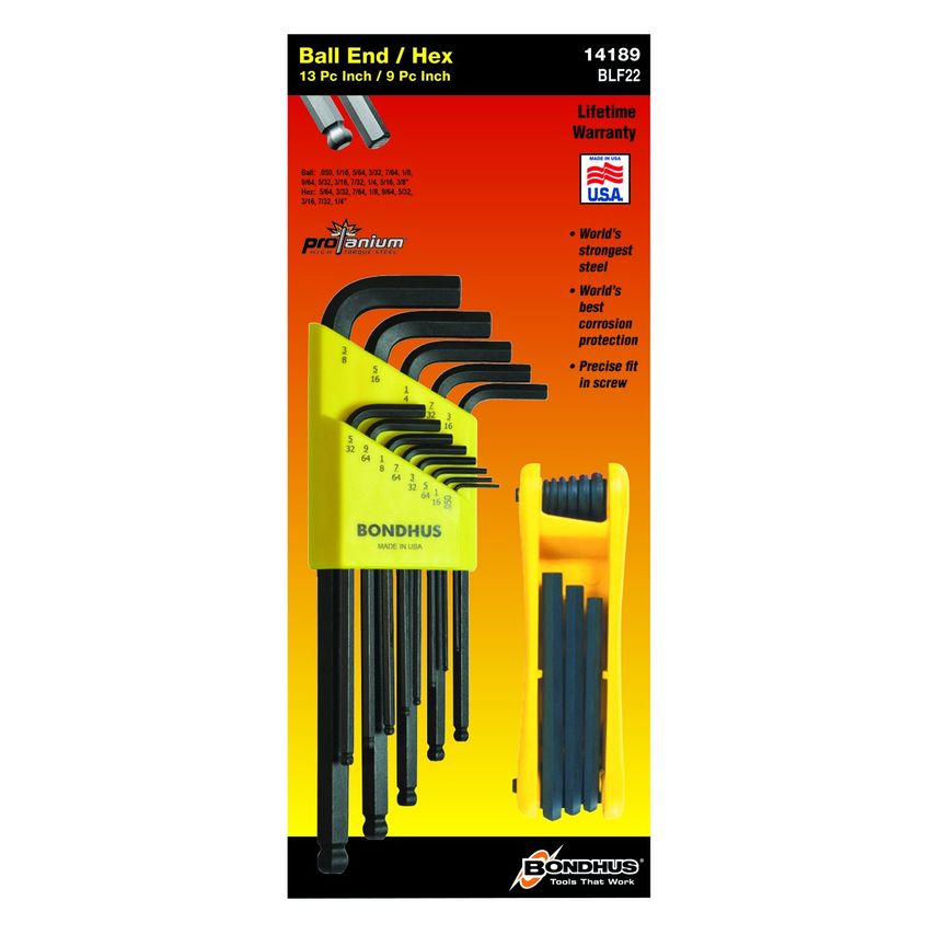 BLX13mm ProGuard Ballend Hex Key Set Including 12589 Gorilla Grip, 14189