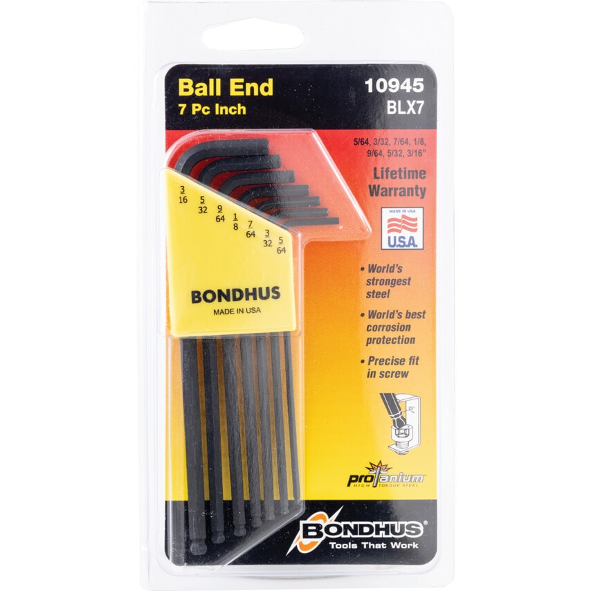 BLX7 Hexagon Ball End Key/L -WRENCH Set 5/64" - 3/16" (7 Piece)