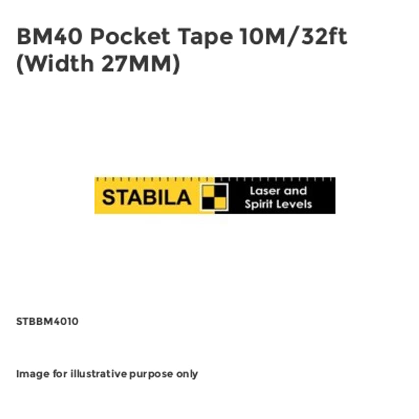BM40 Pocket Tape 10M/32ft (Width 27MM)