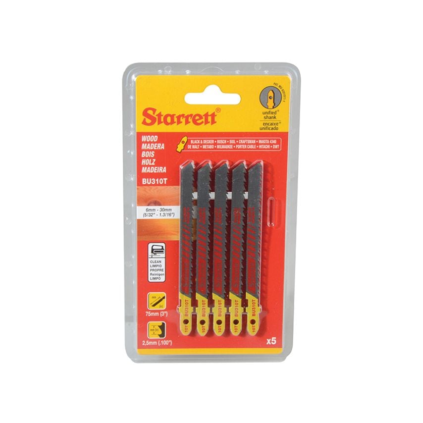 BU310T-5 Wood Cutting Jigsaw Blades Pack of 5 STRBU310T5