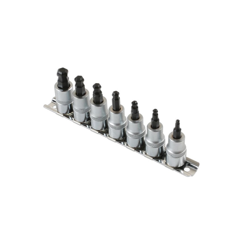 Ball End Hex Socket Bit Set 3/8"D7 Piece