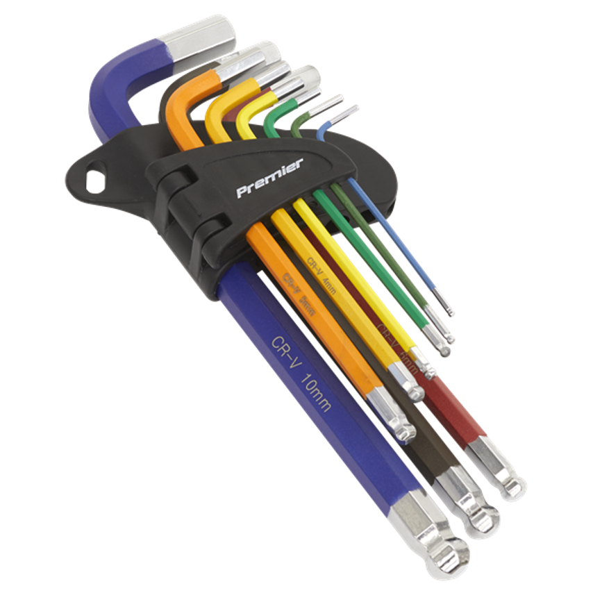 Ball-end Hex Key Set9 Piece Colour-Coded Long Metric