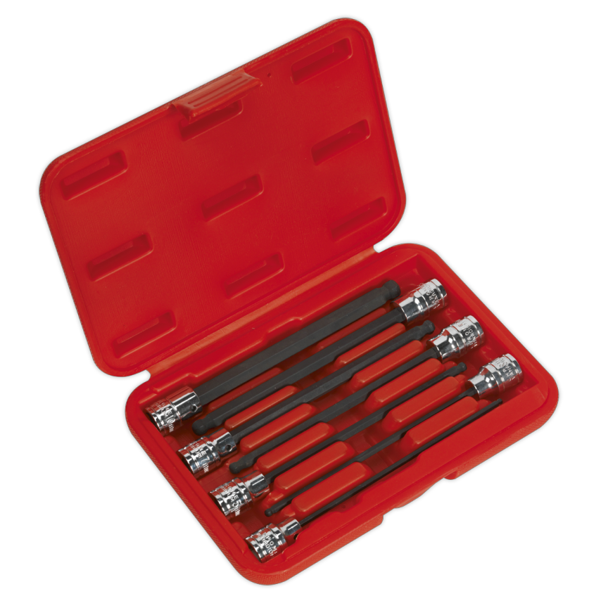 Ball-end Hex Socket Bit Set7 Piece 3/8" Square Drive 150mm Metric