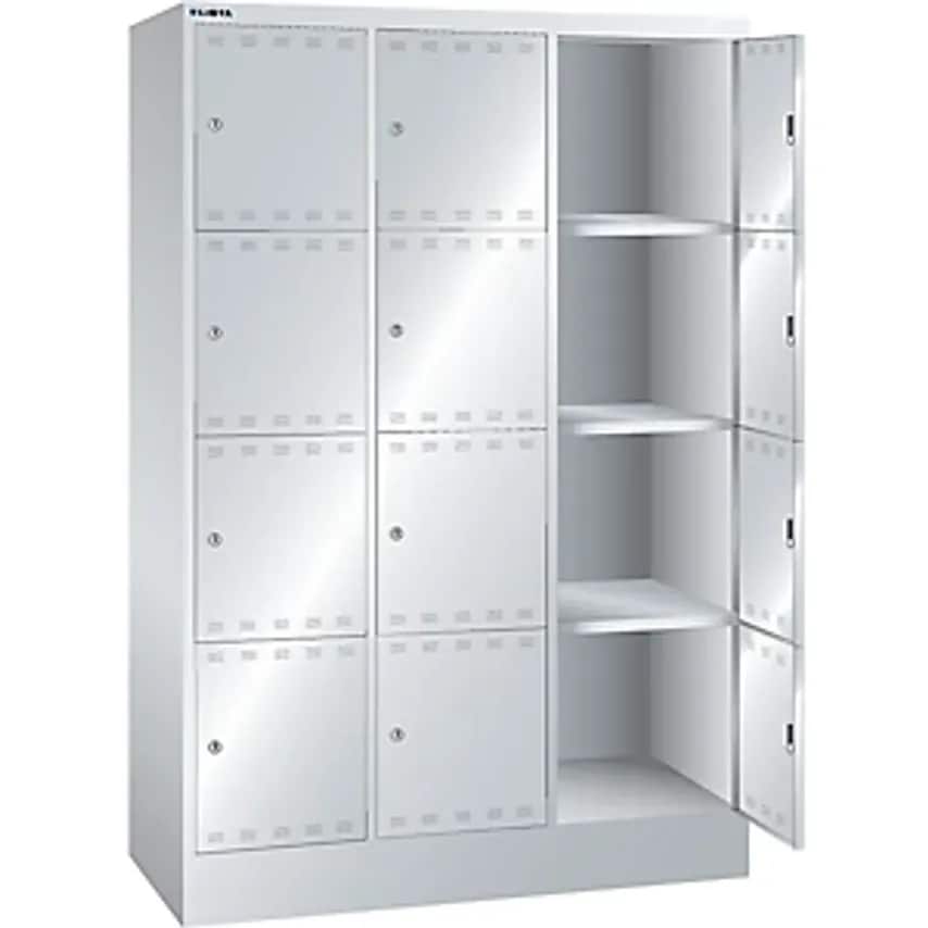 Battery Charging Cabinet With Lockable Compartments, With 3 X 4 Compartments, 2 X 230 V, Grey