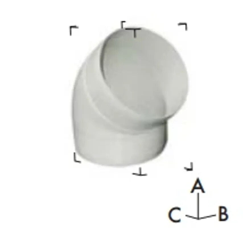 Bend 45 Degree Insulated 125mm Polypropylene