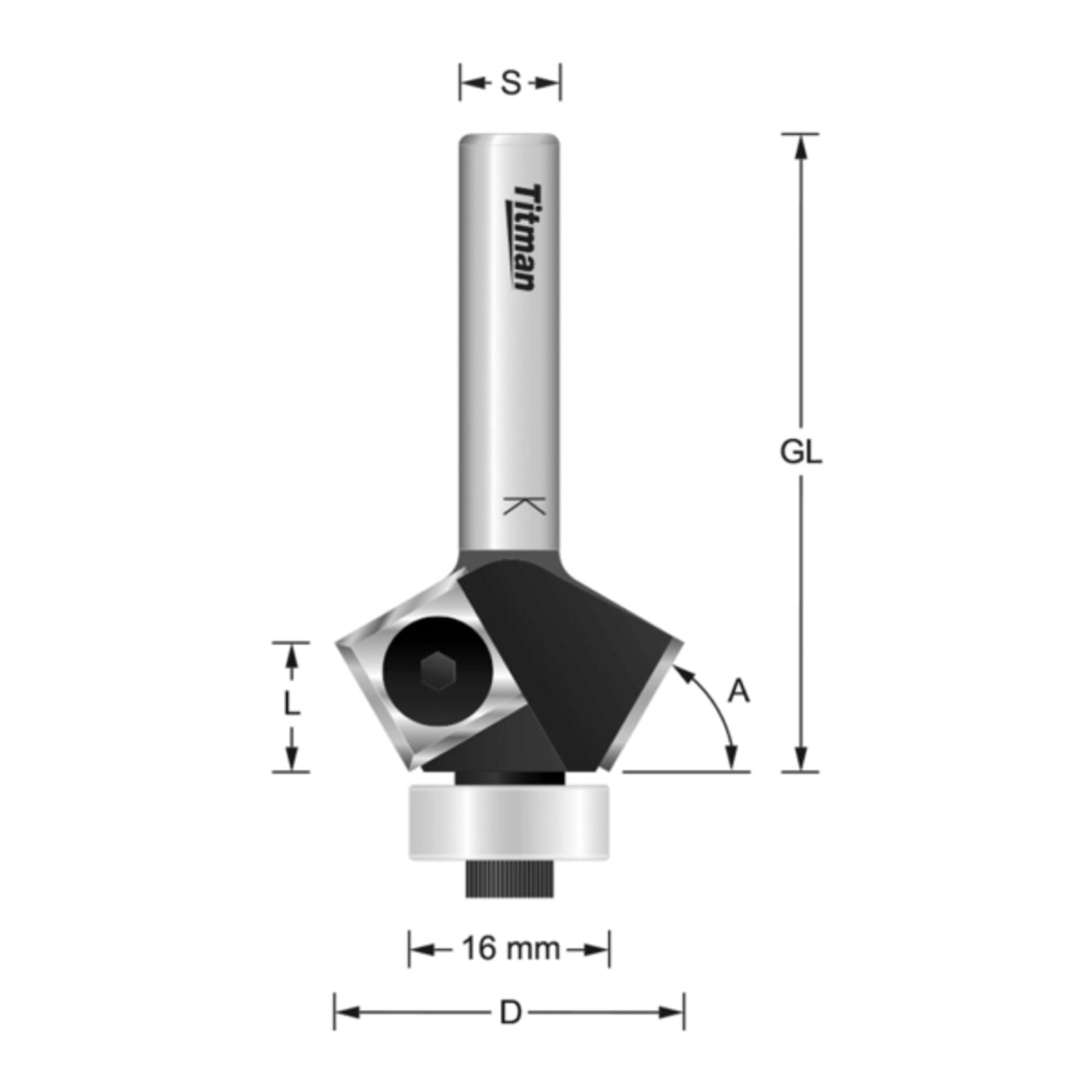 Bevel & Chamfer Bearing Guided TCT - TTBGT45-1/4