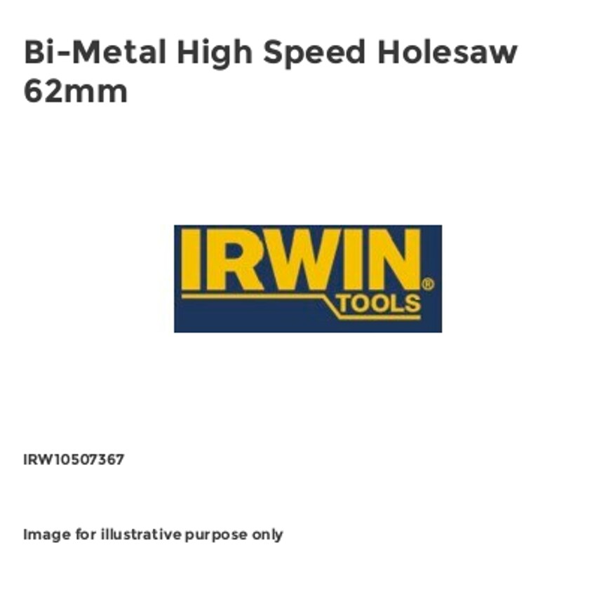 Bi-Metal High Speed Holesaw 62mm