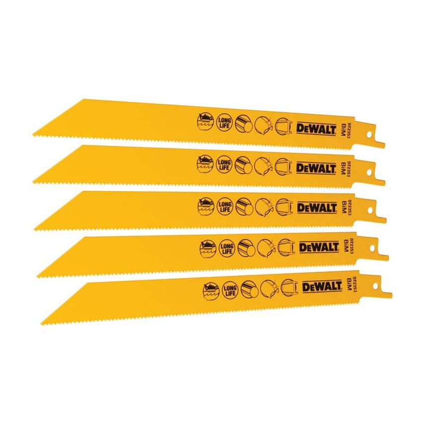 Bi-Metal Reciprocating Blade for Metal 203mm x 14 TPI (Pack 5) DEWDT2353QZ