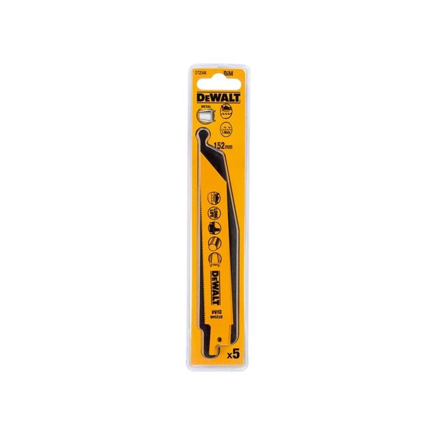 Bi-Metal Reciprocating Blade for Metal Cordless 152mm x 18 TPI (Pack 5) DEWDT2346QZ