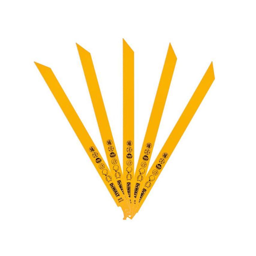 Bi-Metal Reciprocating Blade for Metal Rubber & Fibreglass 305mm (Pack 5) DEWDT2355QZ