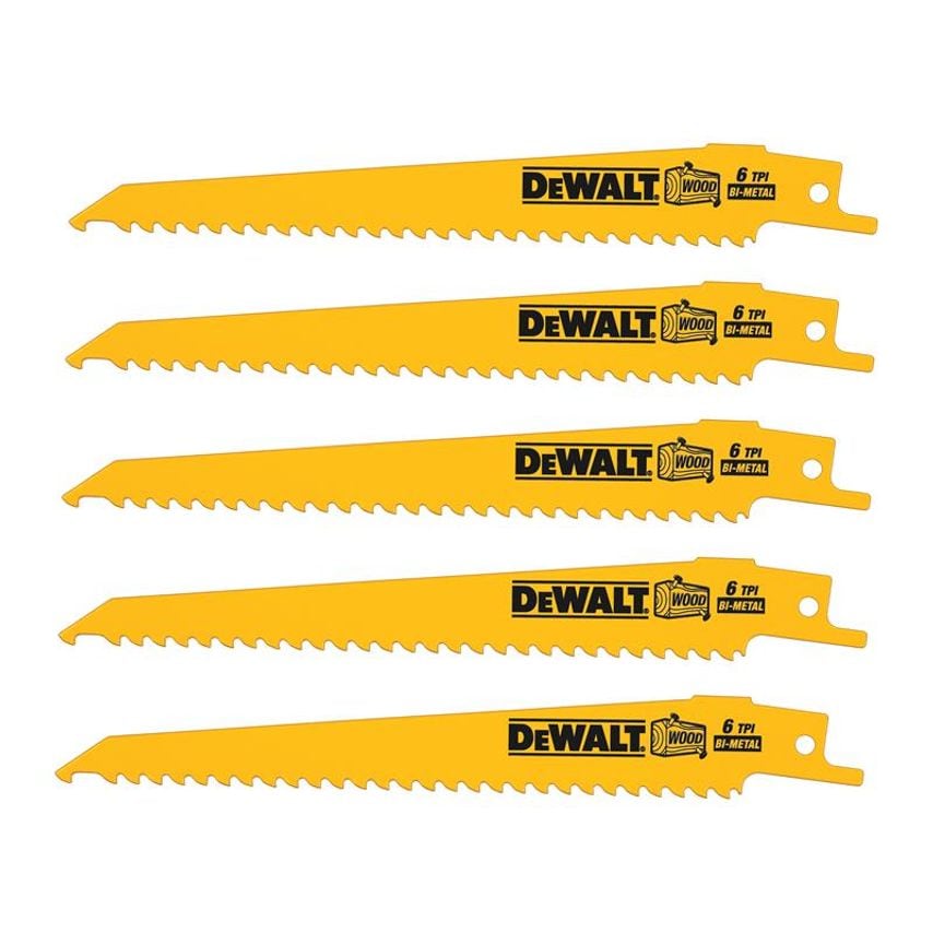 Bi-Metal Reciprocating Blade for Wood with Nails 152mm (Pack 5) DEWDT2359QZ