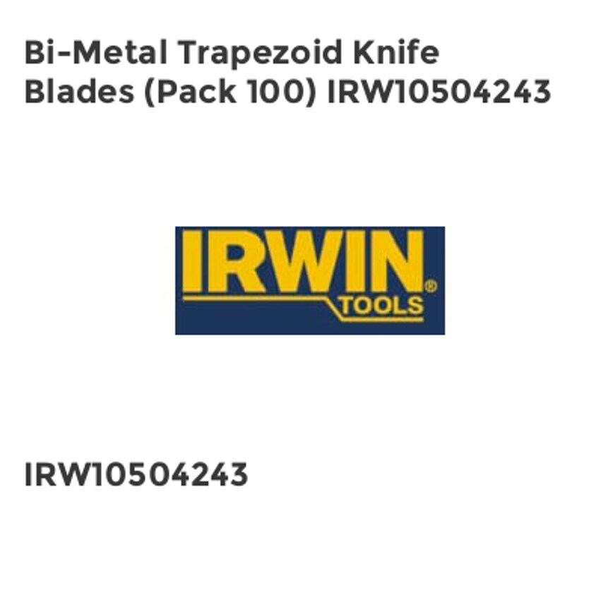 Bi-Metal Trapezoid Knife Blades (Pack 100) IRW10504243