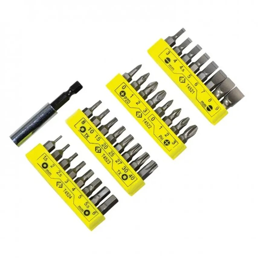 Bit Set Screwdriver Clip Assorted S2 Steel Set of 32 4 Clips