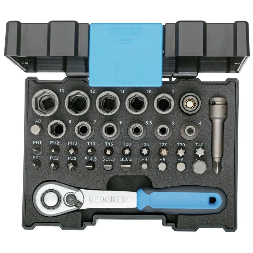 Bit box with ratchet 1/4" 35 pcs