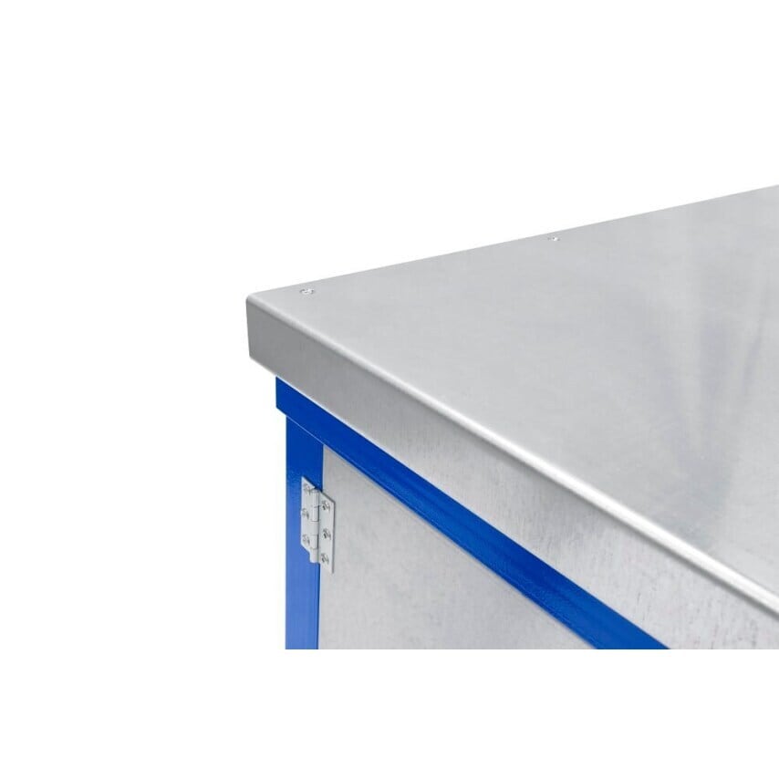 Black 1000mm x 500mm Galvanised Steel Top Tool Trolley with Bottom Shelf and Castors