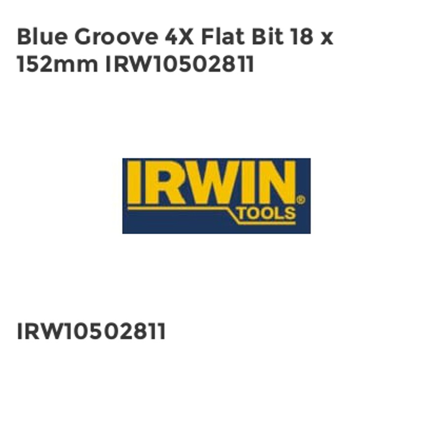 Blue Groove 4X Flat Bit 18 x 152mm IRW10502811