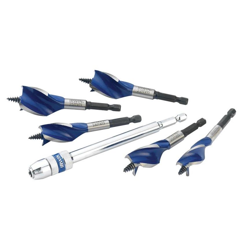Blue Groove 6X Stubby Wood Bit Set, 5 Piece 16-25mm + Extension IRW1922007