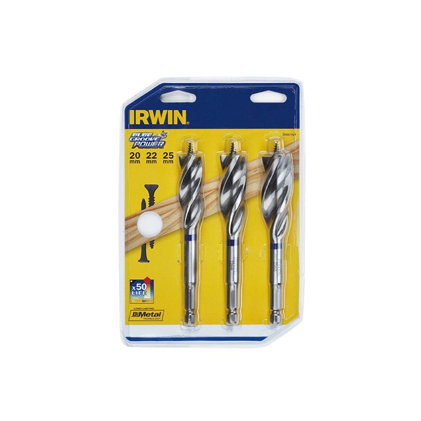 Blue Groove Wood Power Bit Set, 3 Piece 20 22 & 25mm IRW10507764