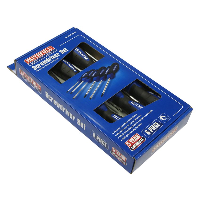 Boxed Soft Grip Screwdriver Set, 6 Piece FAISDSET6PRO