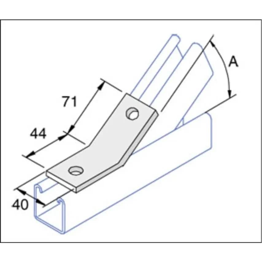 Bracket 45 Degree 2 Hole 40 x 52 x 82mm Steel Hot Dipped Galvanised