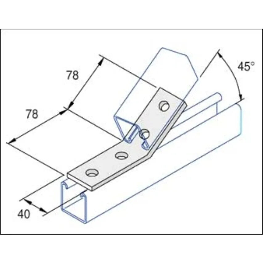 Bracket 45 Degree 4 Hole 40 x 89 x 92mm Steel Hot Dipped Galvanised